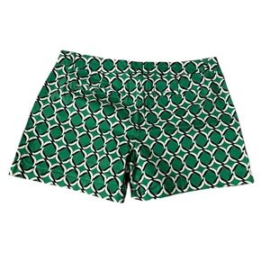 Crown & Ivy Green Geometric Chino Shorts Size 14 Preppy Stretch Coastal